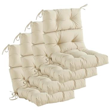 Imagem de YOOZEKU Conjunto de 4 almofadas de cadeira de encosto alto para ambientes internos e externos, à prova d'água, para todos os climas, almofadas de balanço Adirondack, almofada de cadeira para assento