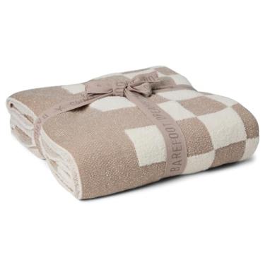 Imagem de Barefoot Dreams, Unissex, manta xadrez de algodão CozyChic®, creme de fauna, tamanho único