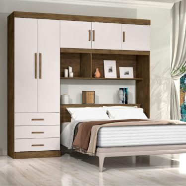Imagem de Guarda Roupa Casal 5 Portas 3 Gavetas Cancun JeA Móveis - Jequitiba/Off White