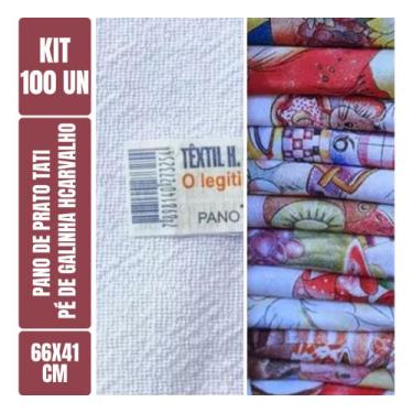 Imagem de Kit C/ 100 Un-Pano De Prato Pé De Galinha Estampado Tati Legítimo-66cm