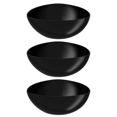Imagem de Kit 3 Tigelas Triangulares 3,5L Saladeiras Plásticas Pretas Essential Coza Cozinha Saladas
