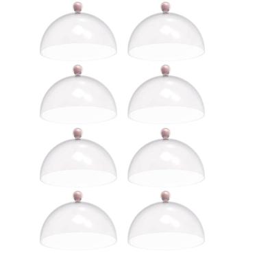 Imagem de 8 Cúpulas Plástico 25cm Bolos Tortas Doces Pratos Rosa Himalaia Bubble Crippa