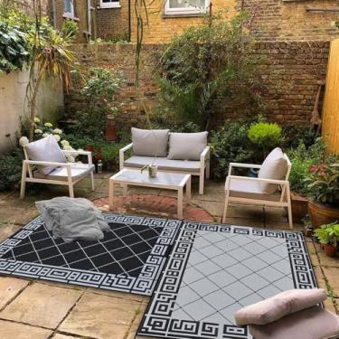 Imagem de DEK GHIBIS Tapete externo para espaço livre de pátio, tapete impermeável de 1,2 x 1,8 m, tapetes de acampamento de palha de plástico reversível, tapete de trailer para varanda, deck, acampamento