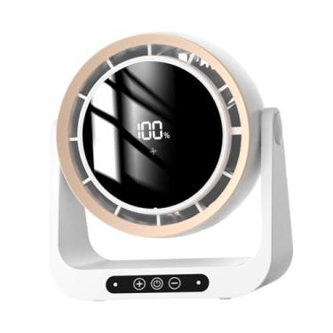Imagem de Ｂｅｓｇａ Tabela de ventilador da mesa Air do ventilador Display Cool 5 velocidades USB Recarregável Quiet 90 ° Cabeça de inclinação para o quarto Cozinha de, Branco