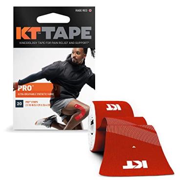 Imagem de KT Tape Fita Atlética Pro Synthetic Kinesiology, 20 Unidades, Tiras Pré-Cortadas De 10”, Vermelho Rage