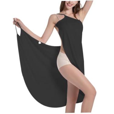 Imagem de Saída de praia feminina, alças finas, costas nuas, vestidos de praia para mulheres, preto, P