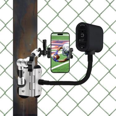 Imagem de Suporte de cerca magnética para Mevo Start, kit de montagem de trocador de jogos para beisebol, softbol, gravação de jogos de tênis para GoPro, para iPhone, Insta 360, Pocket Rader e câmeras de ação