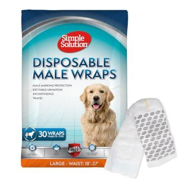 Imagem de Fraldas descartáveis para cães Simple Solution para cães machos | Envoltórios masculinos com ajuste super absorvente à prova de vazamento | Urinação emocionável, incontinência ou marcação masculinaSimple Solution Large 11548-4PONL