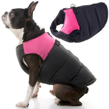 Imagem de Gooby Colete acolchoado para cães - rosa, médio - colete quente com zíper e coleira de anel D duplo - suéter resistente à água de inverno - roupas para cães pequenos e pequenos