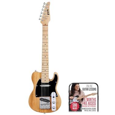 Imagem de LyxPro Guitarra elétrica Telecaster de 76,2 cm | Corpo de madeira Paulownia de tamanho completo, 3 camadas, pescoço em forma de C, ponte de cinzeiro, sintonizadores de engrenagem de qualidade, interruptor de 3 vias e controles de volume/tom | 2 palhetas incluídas