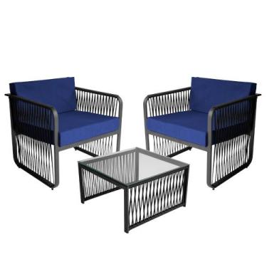 Imagem de Conjunto 2 Poltronas e 1 Mesa de Centro Santiago em Alumínio e Corda N