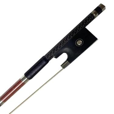 Imagem de yinfeel Arco de violino de fibra de carbono dourado/prata/azul/verde/vermelho 4/4 cabelo de cavalo branco para adulto (vermelho)