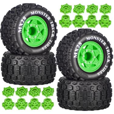 Imagem de MX28 2.8" Tire and Wheels Pre-Glued All-Terrain MT Tires with 12mm/14mm Hexes - 1/10 Scale RC Truck Tires for ARRMA Big Rock, Granite, Senton, Vorteks & Traxxas Slash, Stampede Rustler, Hoss