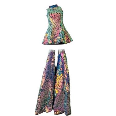 Imagem de Earthradius Vestido feminino com lantejoulas espelhadas, cantora, dançarina, bar, boate, palco, festa, aniversário, baile de formatura, fantasia (cor M, conjunto completo)