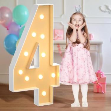 Imagem de Letreiro LED com letras e números, letreiro com alfabeto alimentado por bateria para iluminação noturna, casamentos, aniversários, festas, luzes de Natal ou decoração de casa (branco quente)