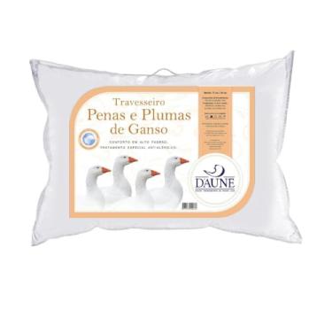 Imagem de Travesseiro 80% Pena de Ganso e 20% Pluma de Ganso Natural - 50 cm X 70 cm Conforto