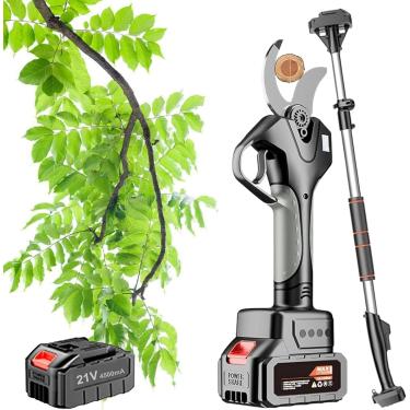 Imagem de A poda de bateria tesouras com pólo de extensão e bateria de 4500mAh, cortador de poda elétrica sem fio para jardinagem, árvores frutíferas, 1 bateria