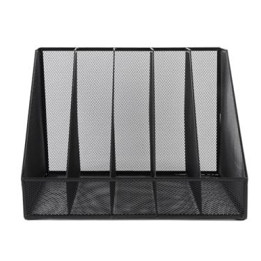 Imagem de Organizador de arquivos de mesa, 5 seções, organizador de mesa vertical, rack de malha de metal espessado e resistente, classificador de arquivos com divisórias, para escritório