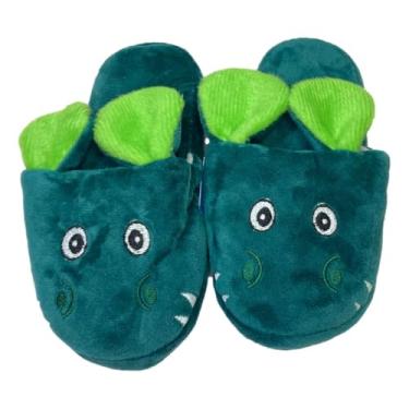 Imagem de Pantufa Infantil Divertida, Modelo Cachorro e Dinossauro, Unissex (Verde - Dinossauro, BR, Criança de 9 a 12 anos, Faixa Numérico, 32, 33)
