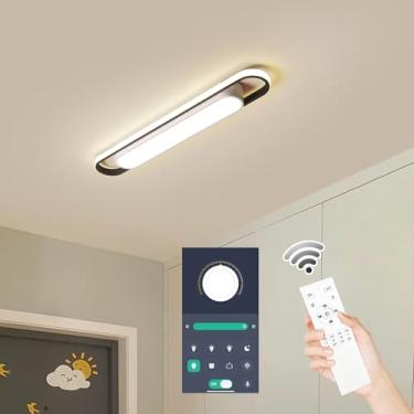 Imagem de Naroume Luminária De Teto Inteligente Led Moderna, Embutida 28,3", Lustre Linear Metal Regulável 40 W, Para Cozinha, Lavanderia, Garagem, Sala Jantar, Escritório, Corredor, Armário E Corredor