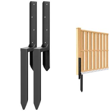 Imagem de Kit de âncora de poste de cerca de 106 cm de altura, 4 peças de estacas de reparo de postes de cerca de aço pesado, pino de aterramento de âncora de poste de cerca para consertar postes de madeira