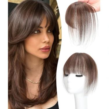 Imagem de Seimainurs Aplique De Cabelo Humano 100% Natural Com Franja, Wispy On Air, Para Mulheres (Castanho Escuro, Franja 3D)