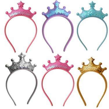Imagem de Jaqakid Tiara de princesa com coroa, faixa de cabeça de festa de aniversário para mulheres, acessórios de cabelo para fantasia de fada (pacote com 6)