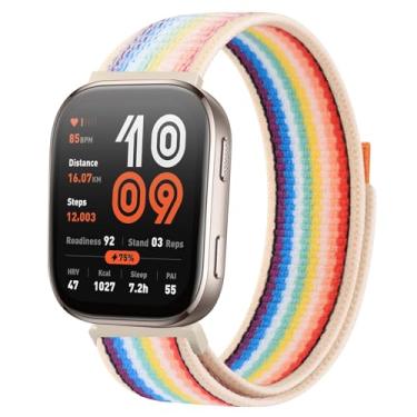 Imagem de AK Pulseira de nylon compatível com Amazfit Bip 6/Bip 5, pulseira Amazfit GTR 4, pulseira esportiva macia de 22 mm para Amazfit Bip 6/Bip 5/GTR 4 feminino e masculino (arco-íris)