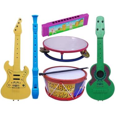 Imagem de Kit Gaita Viola Tambor Prenda Infantil 6 Instrumentos Brinquedos Educacional Pandeiro Festa Junina