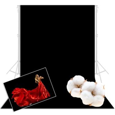 Imagem de Prism Pano de fundo fotográfico profissional extra espesso 100% algodão 2,7 x 5,5 m, preto, escovado para pouca refletância de luz e sangria, musselina de algodão orgânico sustentável sem derramamento