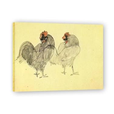 Imagem de Two Roosters Diego Rivera Murals – Arte de realismo socialista mexicano, muralista do século 1009, coleção clássica do museu de Nova York para decoração de casa 80 x 104 cm