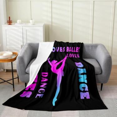 Imagem de Feelyou Cobertor de lã de ginástica 127 cm x 152 cm cobertor de flanela para crianças dançarino felpudo para sofá sofá meninos meninas adolescentes rosa preto todas as estações