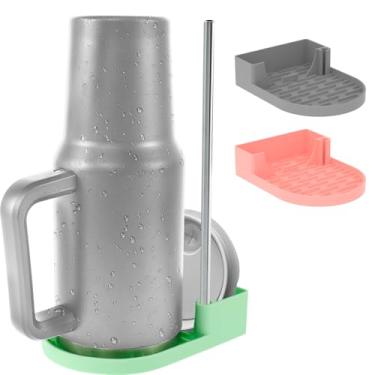 Imagem de ZLHETWT 3 peças escorredor de garrafa de água, secador de garrafas, prateleira de secagem de garrafa de água de silicone, escorredor de garrafa de água portátil para copo de 850 a 1,134 g