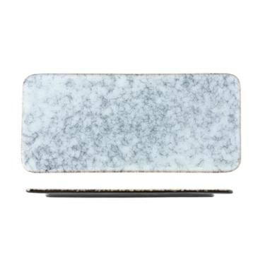 Imagem de Prato de sushi de cerâmica retangular irregular criativo estilo japonês - prato plano retangular de 30 cm - cinza mármore