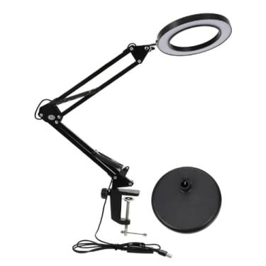 Imagem de Luminária LED de Mesa com Lupa, Articulada, USB, para Tatuagem, Manicure, Leitura e Trabalhos de Precisão, Preta