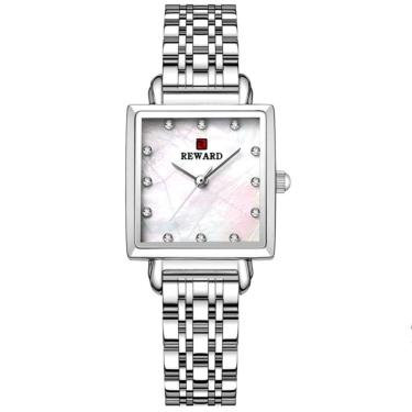 Imagem de Relógio De Pulso De Quartzo Quadrado Feminino Impermeável Com Strass Elegante Prata