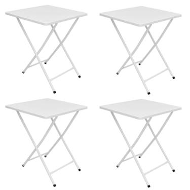 Imagem de Conjunto 4 Mesa Dobrável Bar Restaurante Aço Ferro (Branco)