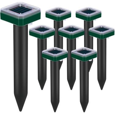 Imagem de Repelente de cobra de toupeira para quintal, movido a energia solar, repelente de ratazanas de marmota, espigão ultrassônico ao ar livre, à prova d'água, esquilo, roedores, jardim, escavação, animais