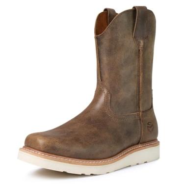 Imagem de SUREWAY Botas Western Masculinas - Botas De Trabalho Com Biqueira Quadrada Para Homens, Botas Wellington De Calçar, Extremamente Confortáveis, Duráveis E Comprovadas, Bota De Cowboy Com Biqueira Mac