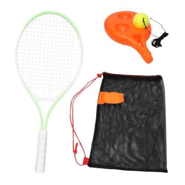 Imagem de oshhni Conjunto de treinamento de raquetes de tênis infantil, kit de treinamento de tênis individual, bola para um jogador com corda para quintal, Verde