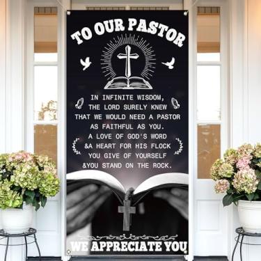 Imagem de Vohado Decoração do mês de agradecimento do pastor para nossa capa de porta de pastor We Appreciate You Thank You Church Ofiice Decor Banner