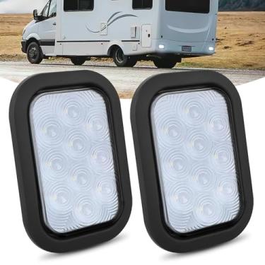 Imagem de Nilight Luz traseira retangular de 12,7 x 7,6 cm, 2 peças, branca, 10 LEDs, luz de ré, com plugues de ilhoses de montagem embutida, IP67, à prova d'água para caminhão de 12 V, ATV, UTV, ônibus,