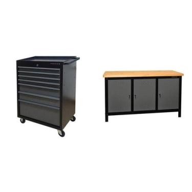 Imagem de Conjunto 1 Carro Profissional 7 Gavetas 1 Bancada Profissional de 150c