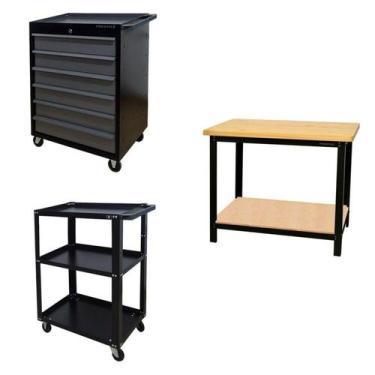 Imagem de Conjunto 2 Carros Profissional 6 Gavetas 1 Bancada Profissional de 110