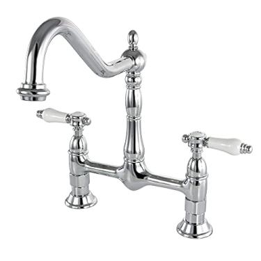 Imagem de Kingston Brass Torneira de cozinha com ponte Bel-Air KS1171BPL, 21 cm no alcance do bico, cromo polido