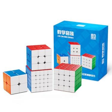Imagem de Bukefuno MoYu MFJS WCA 2x2 3x3 4x4 5x5 Speed Cube Caixa de Presente Conjunto de Quebra-Cabeças Sem Adesivo Magic Speed Bundle Coleção Cubos Quebra-Cabeça (MFJS WCA 2-5 Cubos)