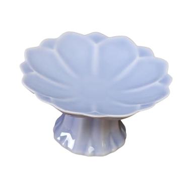 Imagem de IEUDNS Prato de cerâmica com pé em formato de lótus, elegante suporte para frutas e vegetais, fruteira para mesa de jantar, festas e cozinha, Tolet