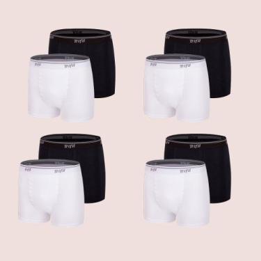 Imagem de Kit 8 Cuecas Boxer Em Algodão Sem Costura Trifil, Branco e preto, M