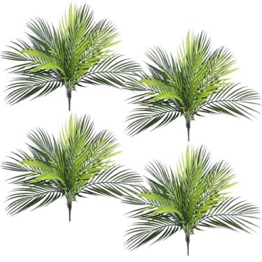 Imagem de CATTREE Palmeiras artificiais, plantas tropicais falsas, arbustos de plástico, folhas de samambaia, coqueiros, arbustos falsos para ambientes internos e externos, casa, varanda e escritório, mesa de
