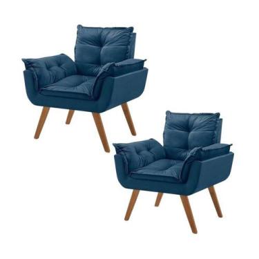 Imagem de Kit 2 Poltronas em Veludo Base Palito Quadrada Opalla Prime - House De
